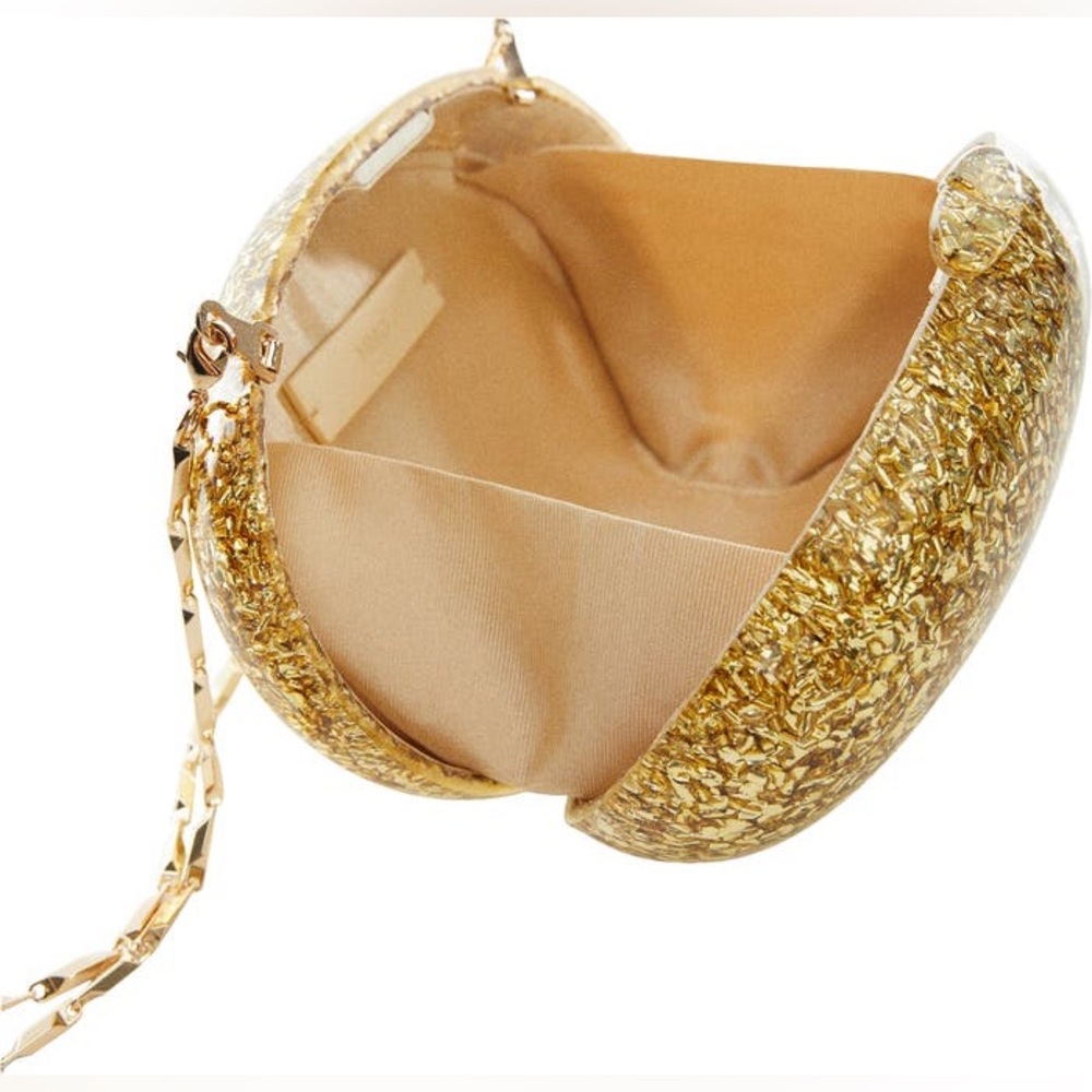ROUND GOLD GLITTER CLUTCH PURSE - Picture 6 of 13